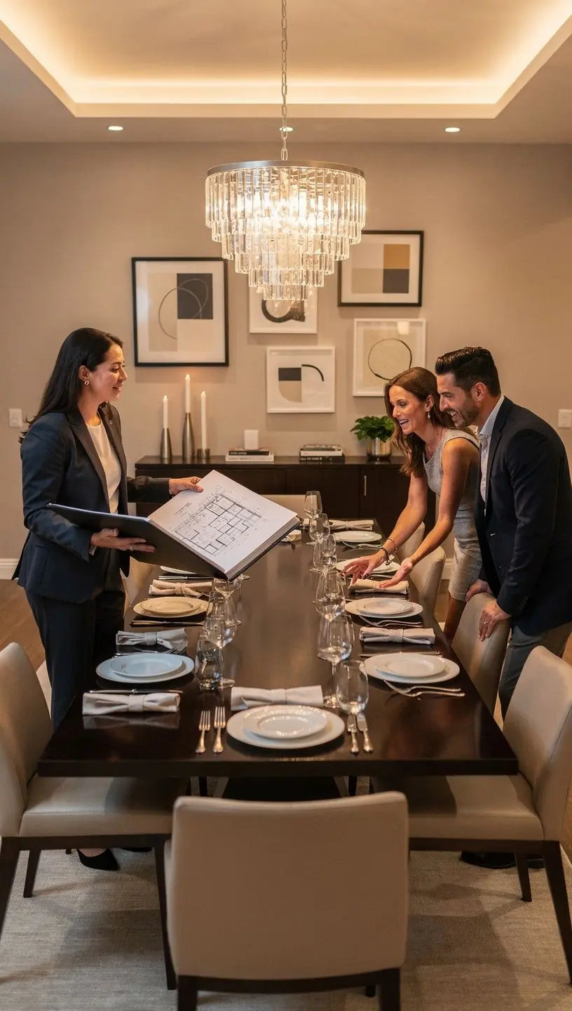 Nowoczesny salon z jasnymi ścianami i eleganckimi meblami.